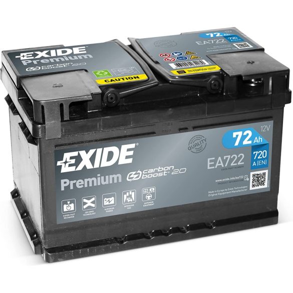 EXIDE PREMIUM EA722 12 V 72 Ah 720 A jobb+