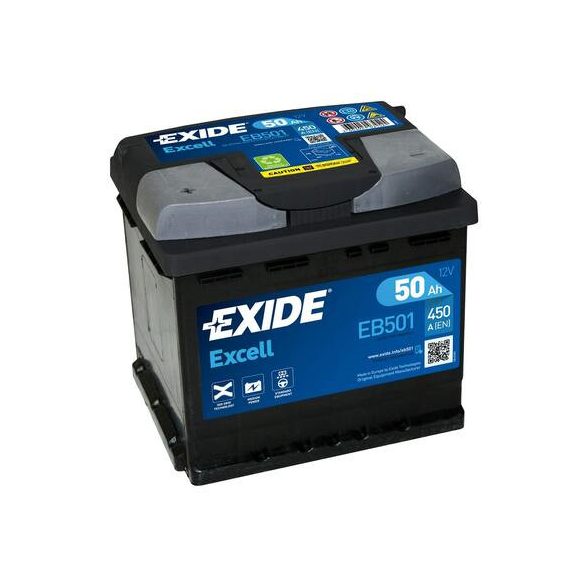 Exide Excell 12 V 50 Ah 450 A bal +