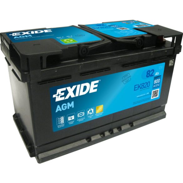 Exide AGM EK820 START-STOP akkumulátor 12 V 82 Ah 800 A jobb +